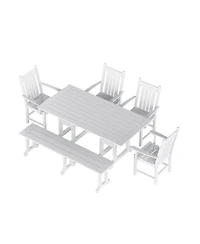 WestinTrends 6 Piece Outdoor Patio Dining Set Table and Bench Armchair