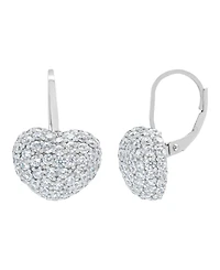 Macy's Silver Plated Brass Cubic Zirconia Puffed Heart Shaped Drop Earrings