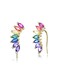 Sterling Silver Spiky Cubic Zirconia Drop Stud Earrings