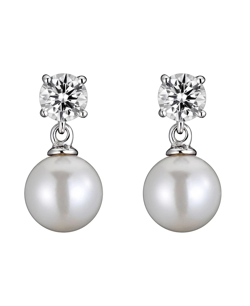 Sterling Silver Cubic Zirconia Pearl Drop Earrings