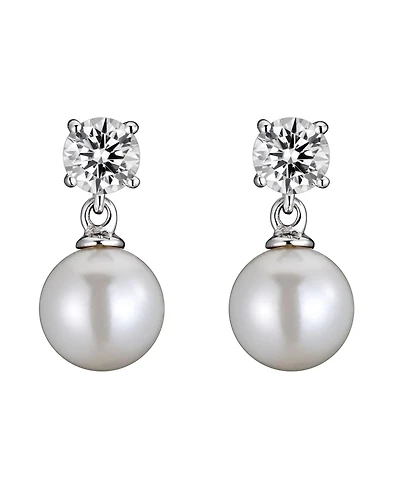 Sterling Silver Cubic Zirconia Pearl Drop Earrings