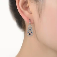 Cubic Zirconia Sterling Silver Double Teardrop Chandelier Earrings