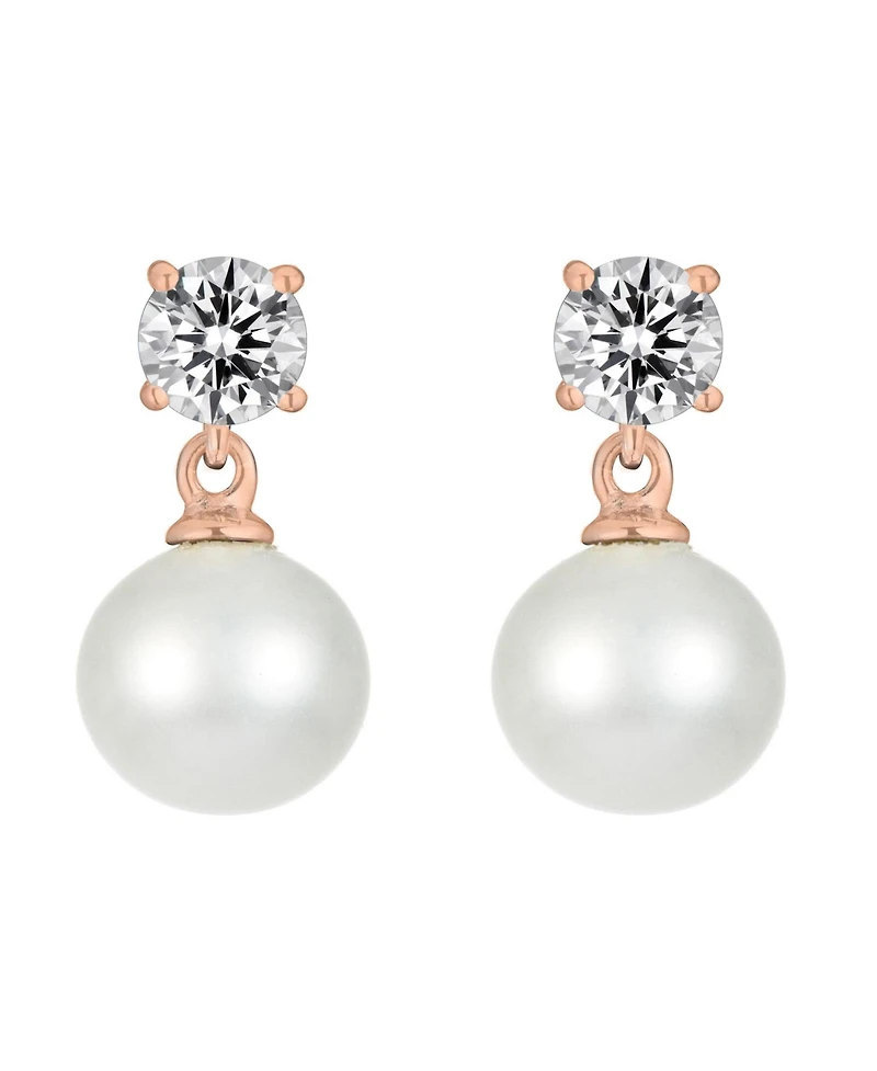 Sterling Silver Cubic Zirconia Pearl Drop Earrings
