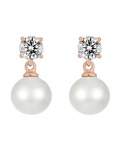 Sterling Silver Cubic Zirconia Pearl Drop Earrings