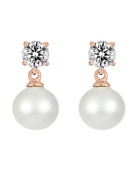 Sterling Silver Cubic Zirconia Pearl Drop Earrings