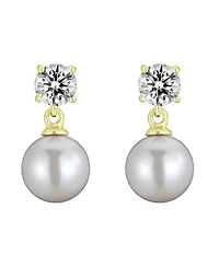 Sterling Silver Cubic Zirconia Pearl Drop Earrings