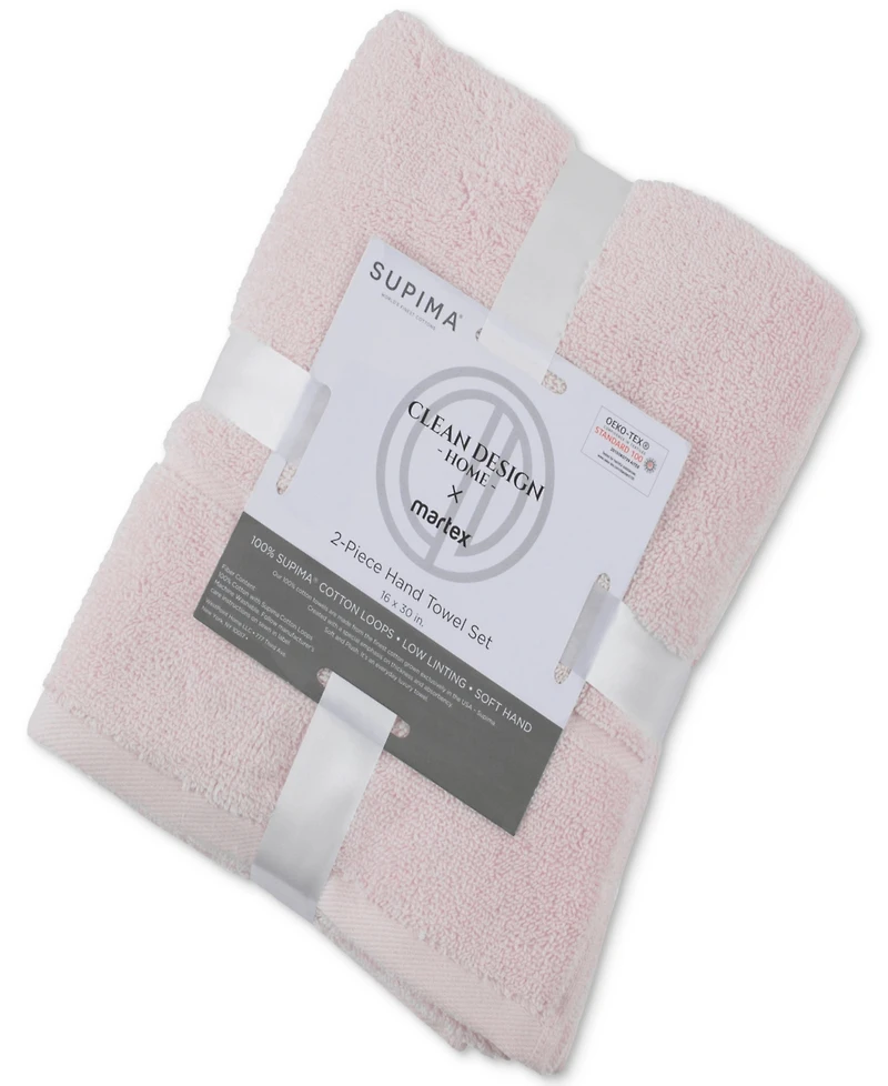 Clean Design Home x Martex Low Lint 2 Pack Supima Cotton Hand Towels