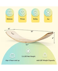 Wooden Wobble Balance Board Kids Adult 35'' Rocker Board Toy Support 660LBS