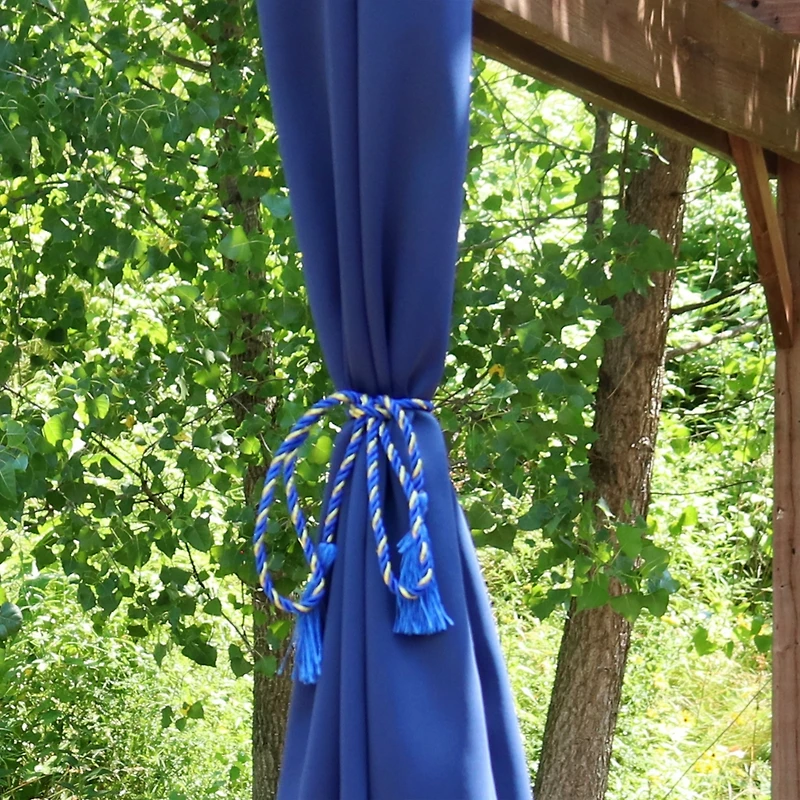 Sunnydaze Decor Indoor and Outdoor Rope Curtain Tiebacks - Blue - Set of 2