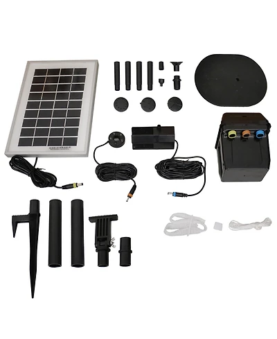 Sunnydaze Decor 66 Gph Solar Water Fountain Pump and Solar Panel Kit with Battery Pack and Led Light - 36-Inch Lift
