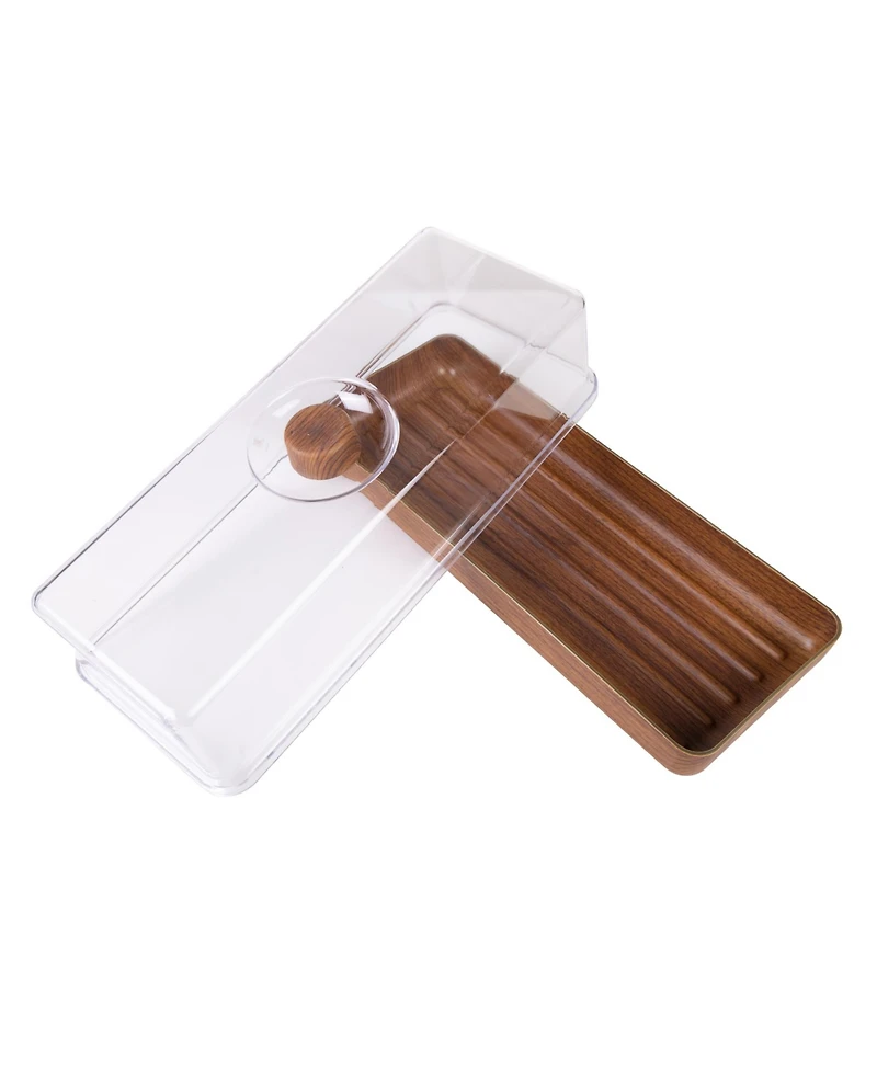 Luxe Party Mahogany Collection Bread and Cake Tray with Cover