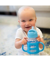 Dr. Browns Baby Wide-Neck Sippy Straw Bottle with 100% Silicone Handles, 9oz