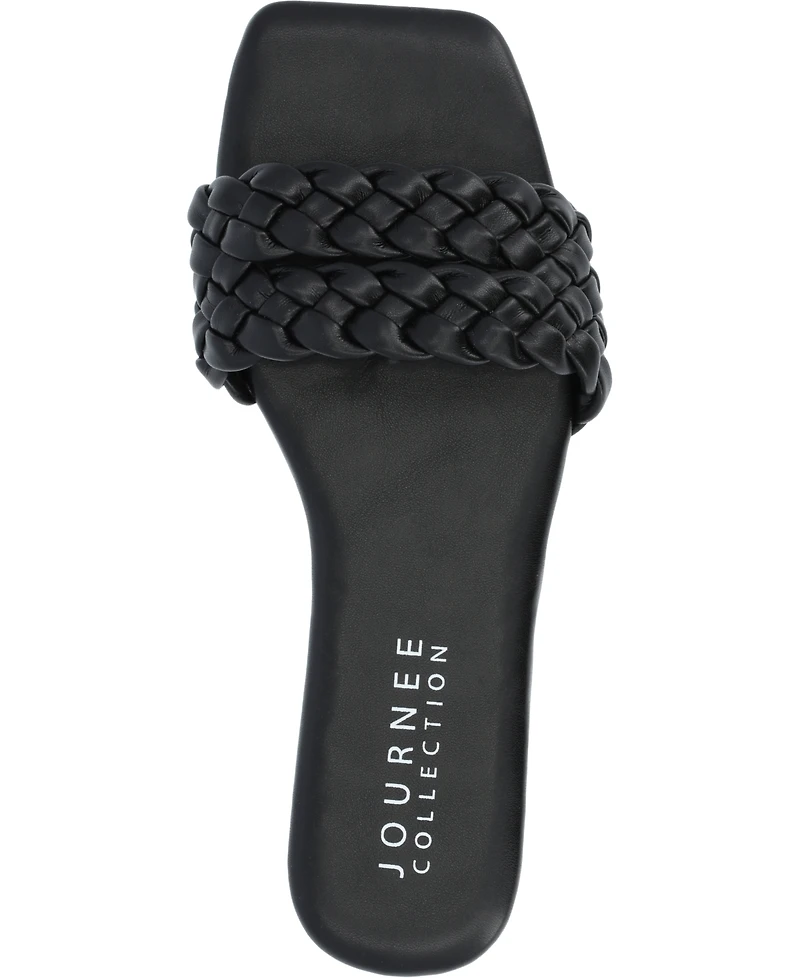 Journee Collection Women's Sawyerr Braided Single Band Flat Sandals