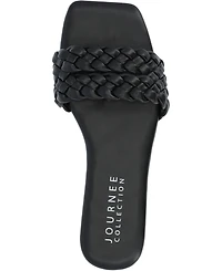 Journee Collection Women's Sawyerr Braided Single Band Flat Sandals