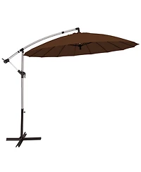 Costway 10ft Patio Offset Umbrella W/ Crank and Cross Base