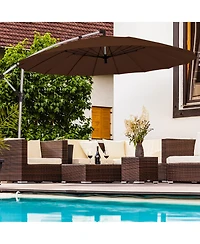 Costway 10ft Patio Offset Umbrella W/ Crank and Cross Base