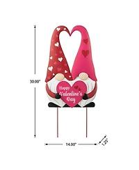Glitzhome 30" H Valentine's Metal Gnome Couple Yard Stake Knock-Down Three Function