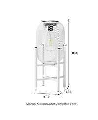 Glitzhome 14.25" H Metal Mesh Solar Powered Outdoor Lantern with Stand
