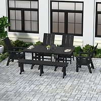 WestinTrends 6 Piece Outdoor Patio Dining Table and Armchair Bench Set