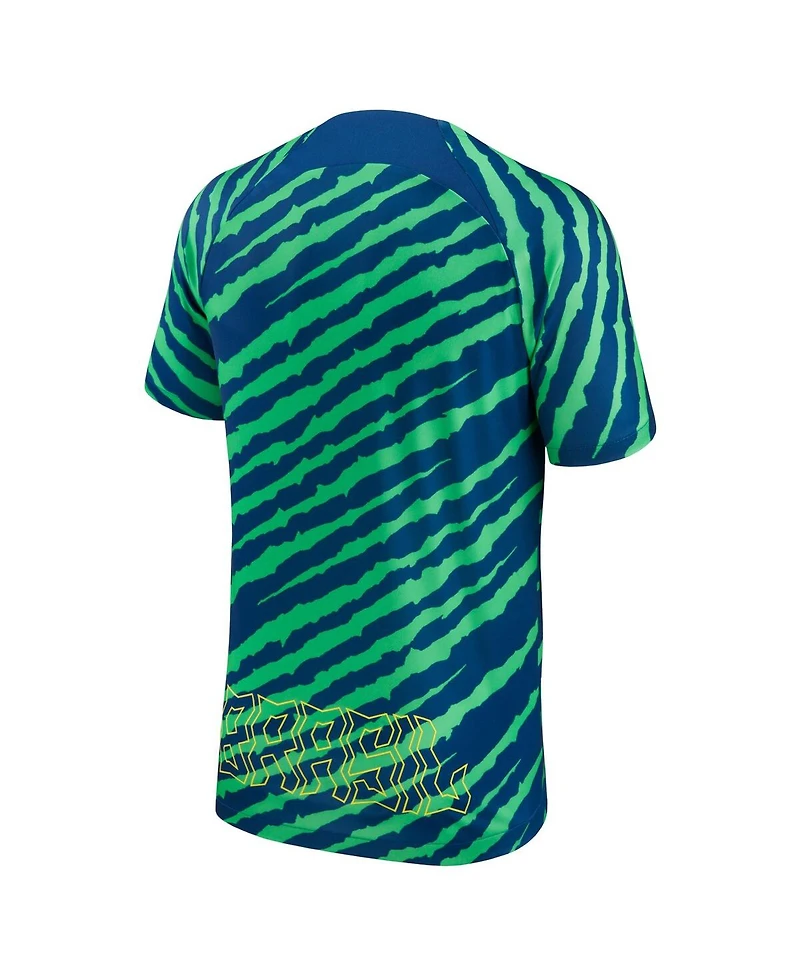 Men's Nike Blue, Green Brazil National Team 2022/23 Pre-Match Top