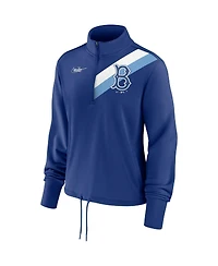 Women's Nike Royal Brooklyn Dodgers Cooperstown Collection Rewind Stripe Performance Half-Zip Pullover