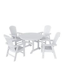 WestinTrends 5 Piece Outdoor Patio Dining Round Table and Shell Back Armchair Set