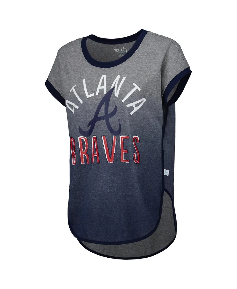 Women's Touch Gray, Navy Atlanta Braves Home Run Tri-Blend Sleeveless T-shirt