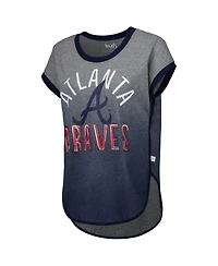 Women's Touch Gray, Navy Atlanta Braves Home Run Tri-Blend Sleeveless T-shirt