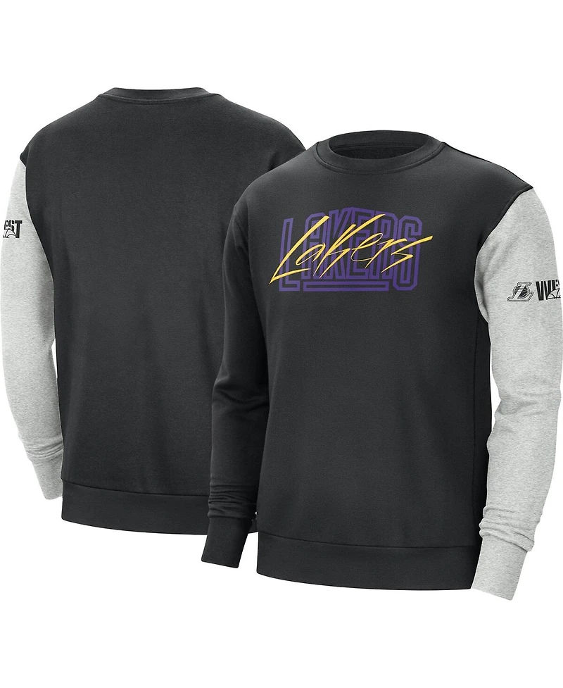 Men's Nike Black, Heather Gray Los Angeles Lakers Courtside Versus Force & Flight Pullover Sweatshirt