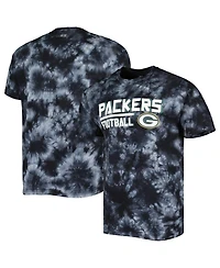 Men's Msx by Michael Strahan Black Green Bay Packers Recovery Tie-Dye T-shirt