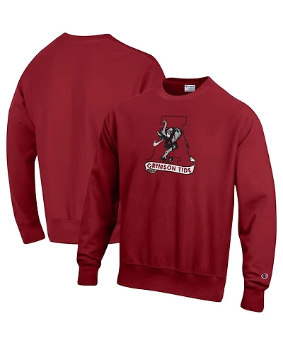 Men's Champion Crimson Alabama Crimson Tide Vault Logo Reverse Weave Pullover Sweatshirt