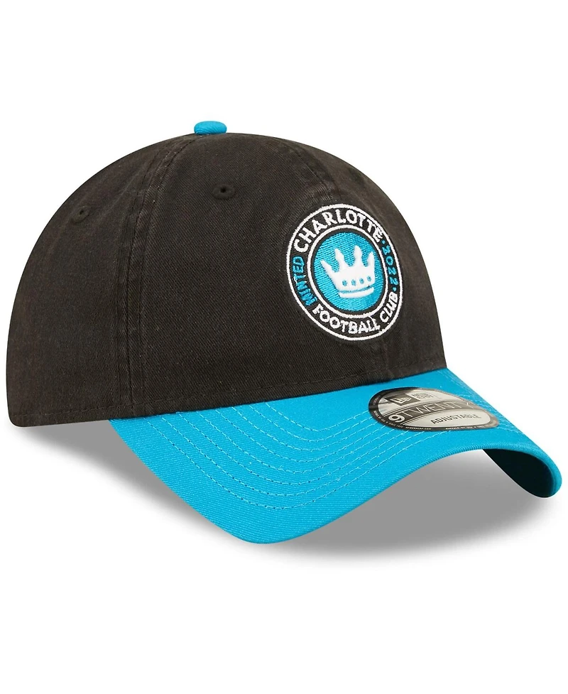 Men's New Era Black, Blue Charlotte Fc Team 9TWENTY Adjustable Hat
