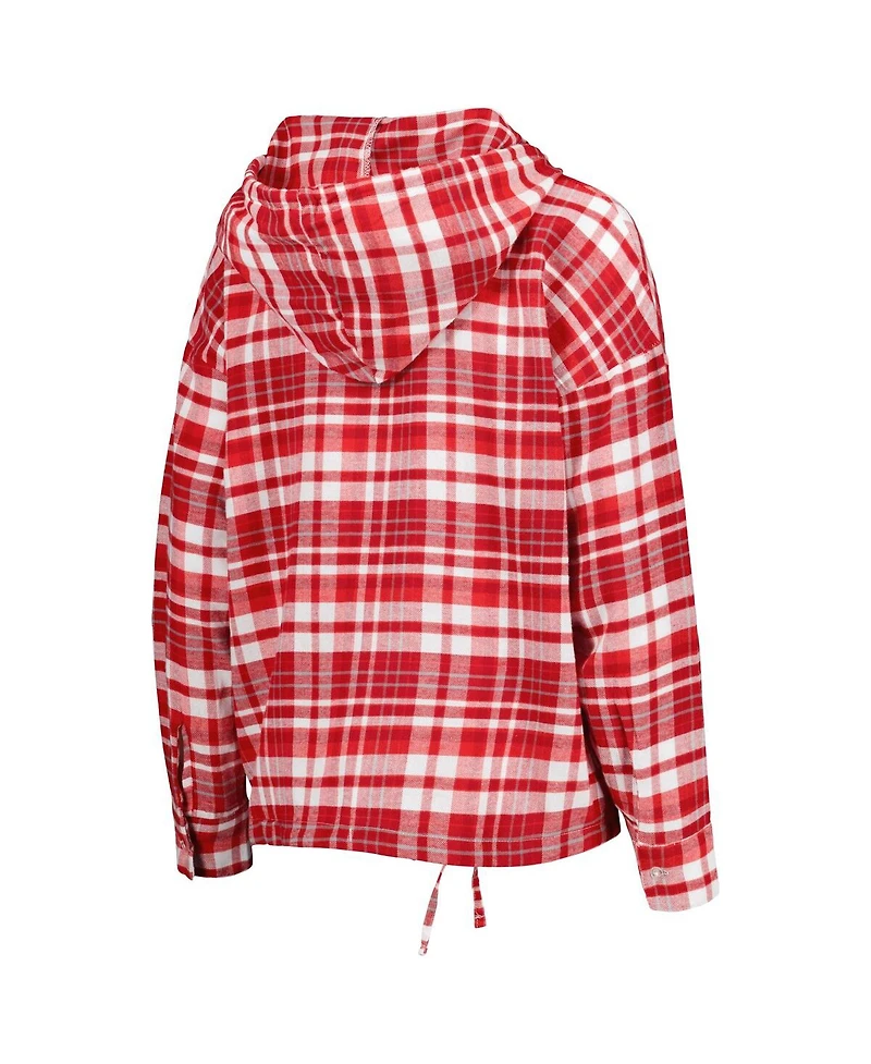 Women's Concepts Sport Crimson Oklahoma Sooners Mainstay Plaid Pullover Hoodie