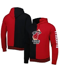 Men's Mitchell & Ness Black, Red Miami Heat Hardwood Classics Split Pullover Hoodie