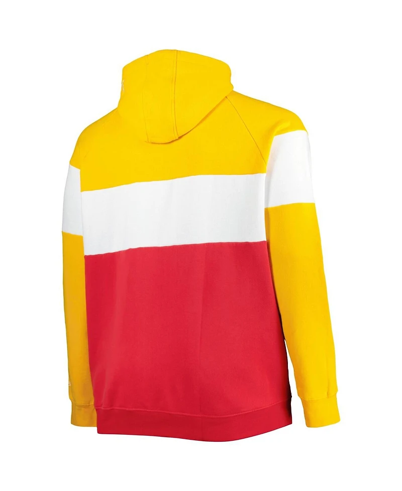 Men's New Era Red, Gold Kansas City Chiefs Big and Tall Current Colorblock Raglan Fleece Pullover Hoodie