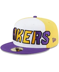 Men's New Era White, Purple Los Angeles Lakers Back Half 9FIFTY Fitted Hat