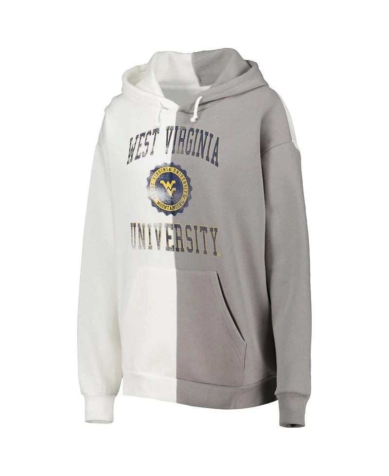 Women's Gameday Couture Gray, White West Virginia Mountaineers Split Pullover Hoodie