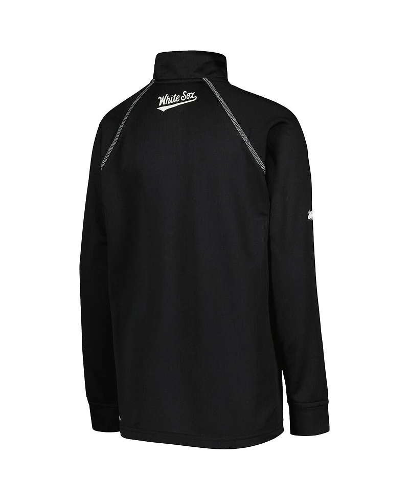 Youth Boys Stitches Black Chicago White Sox Team Raglan Quarter-Zip Jacket