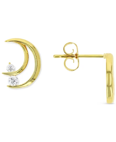 Cubic Zirconia Hoop Earrings Sterling Silver or 14k Gold over Silver, 1/2"