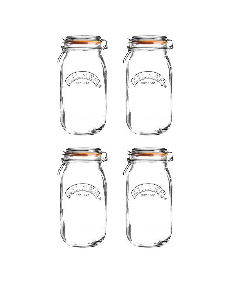 Kilner Round Clip Top Jar 51 oz, Set of 4