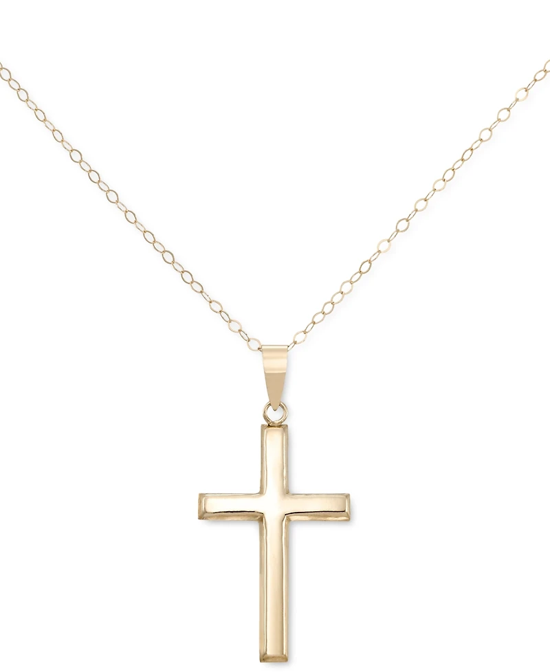 Crystal Pave Cross 18" Pendant Necklace in 10k Gold