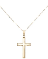 Crystal Pave Cross 18" Pendant Necklace in 10k Gold
