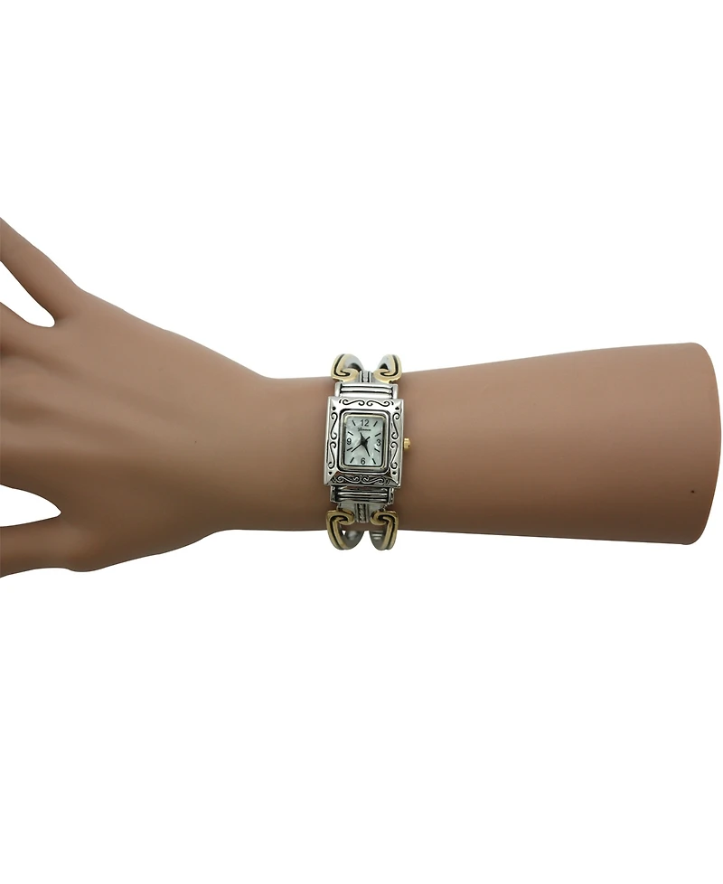 Olivia Pratt Two Tone Swirl Details Bangle Women Watch