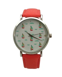 Olivia Pratt Coral Soft Band Sailing Boats Dial Women Watch