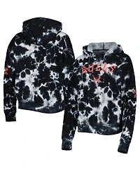 Women's New Era Black Chicago Bulls Brushed Cotton Tie-Dye Pullover Hoodie