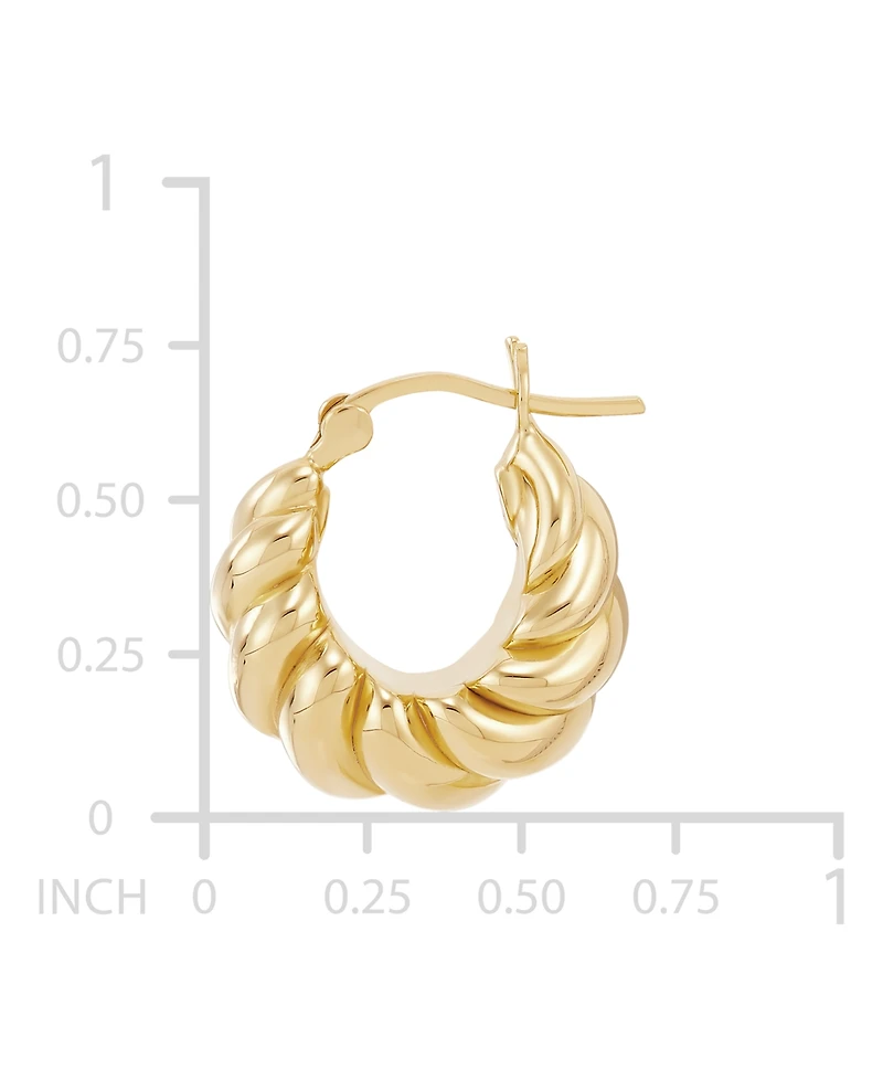 Polished Shrimp Design Hoop Earrings in 14k Yellow Gold