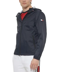 Tommy Hilfiger Men's Stretch Hooded Zip-Front Rain Jacket
