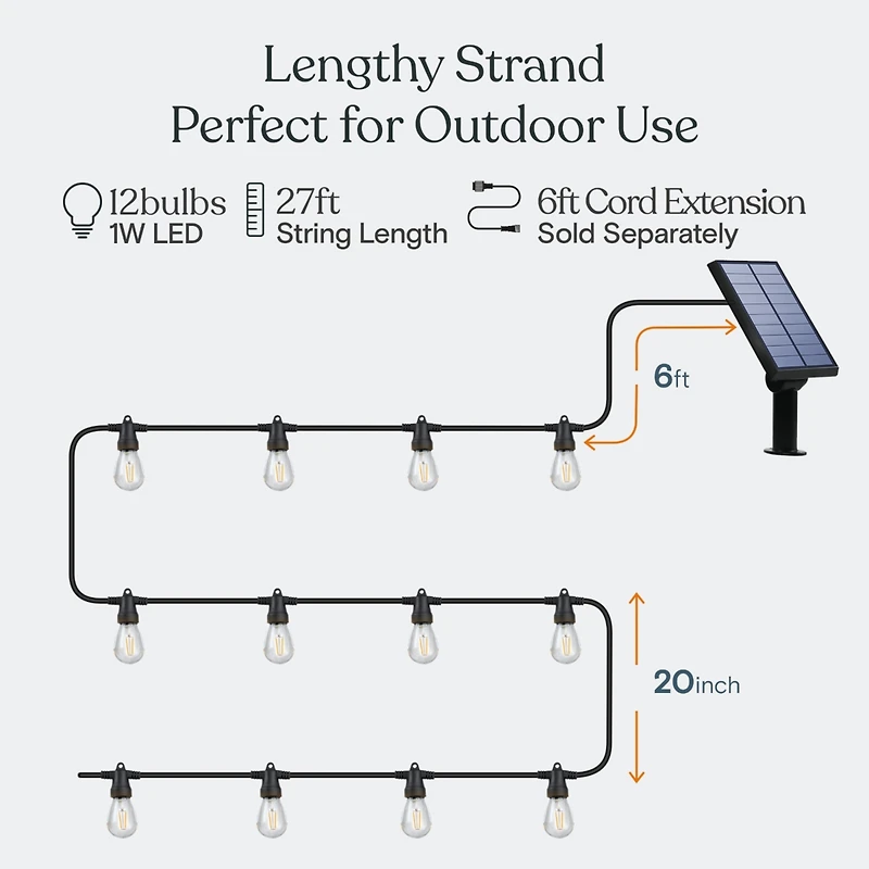 Brightech Ambience Pro 27 ft. Outdoor Solar Led String lights with Remote