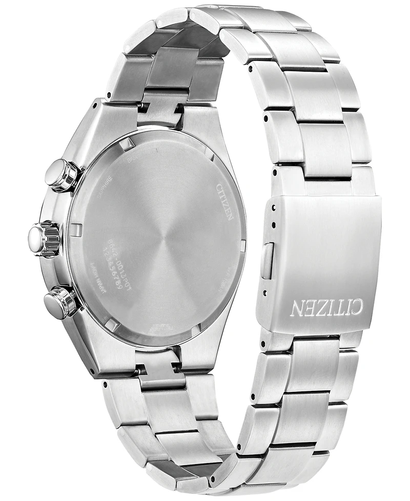 Citizen Eco-Drive Men's Chronograph Weekender Silver-Tone Titanium Bracelet Watch 43mm