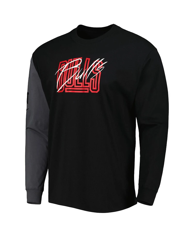 Men's Nike Black Chicago Bulls Courtside Versus Flight MAX90 Long Sleeve T-shirt
